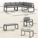 Outsunny 9 Seater Outdoor Corner Sofa Set with Wide and Deep Seats