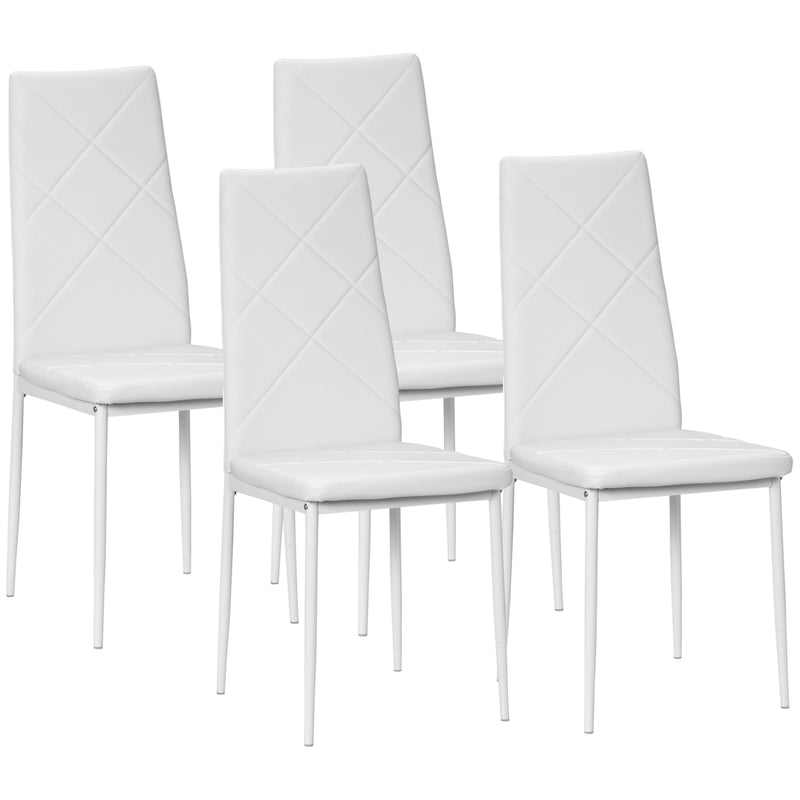 HOMCOM Dining Chairs, Faux Leather Kitchen Chairs, White
