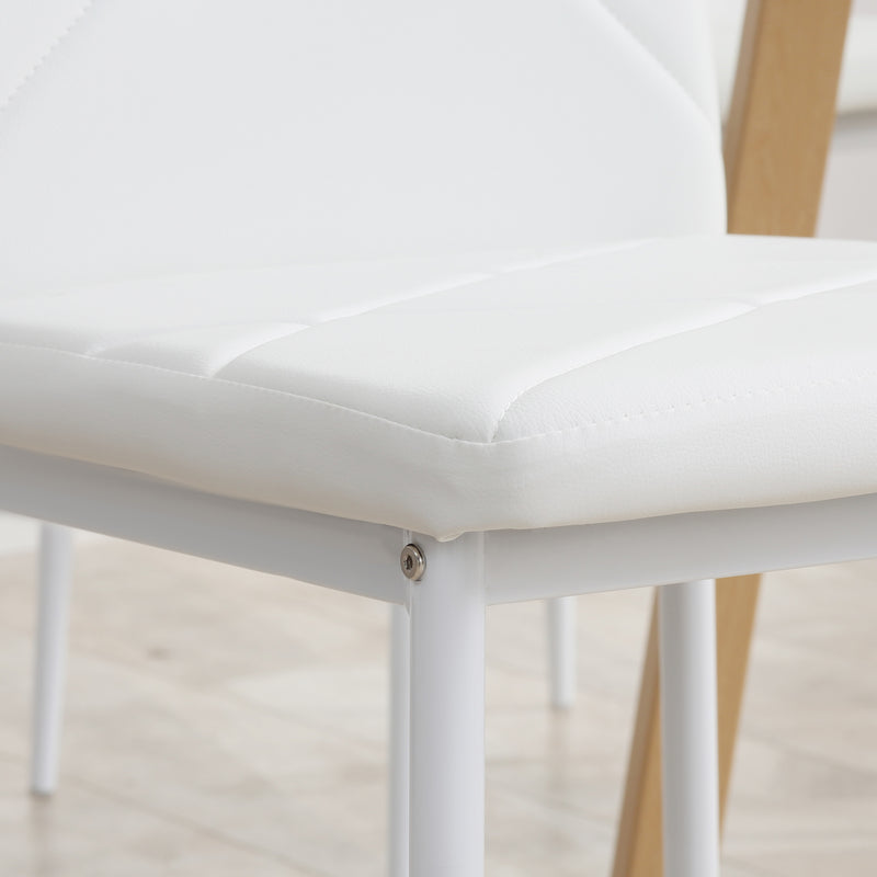 HOMCOM Dining Chairs, Faux Leather Kitchen Chairs, White