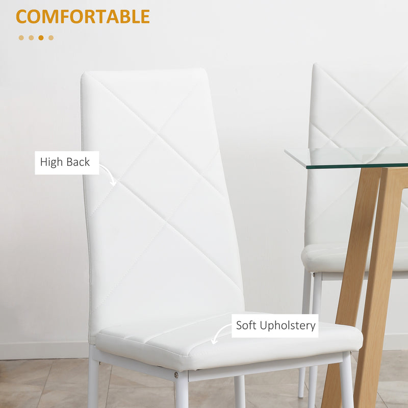 HOMCOM Dining Chairs, Faux Leather Kitchen Chairs, White