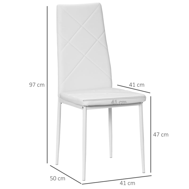 HOMCOM Dining Chairs, Faux Leather Kitchen Chairs, White