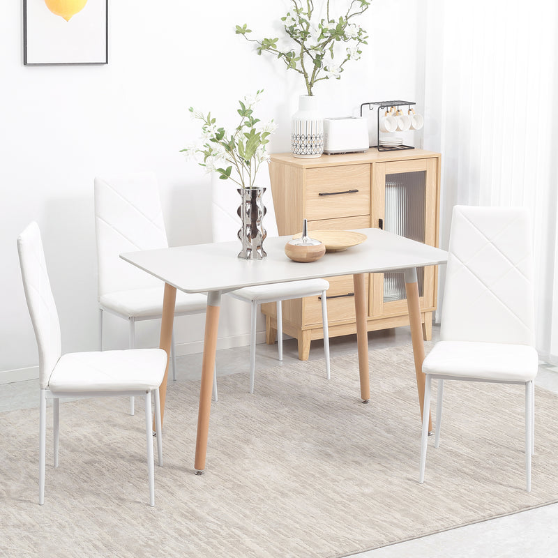 HOMCOM Dining Chairs, Faux Leather Kitchen Chairs, White
