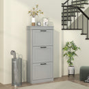 HOMCOM Slim Shoe Storage Cabinet with 3 Flip Drawers for Entryway, Grey
