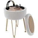 HOMCOM 5L Velvet Footstool with Removable Lid for Bedroom