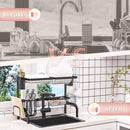 HOMCOM 65cm Over The Sink Dish Drainer Rack, 2 Tier Dish Rack For Kitchen, Black