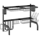 HOMCOM 65cm Over The Sink Dish Drainer Rack, 2 Tier Dish Rack For Kitchen, Black