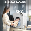 HOMCOM 5kg Vented Tumble Dryer, Compact Dryer With 5 Drying Modes, White