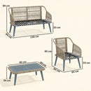 Outsunny 4 Piece Rattan Garden Furniture Set w/ Thick Cushions, Grey