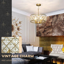HOMCOM Adjustable Ceiling Light With 4 Light, Modern Crystal Chandelier