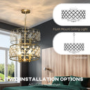 HOMCOM Adjustable Ceiling Light With 4 Light, Modern Crystal Chandelier