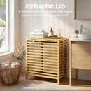 HOMCOM Bamboo Laundry Basket With Lid, 2 Baskets, Foldable, Natural