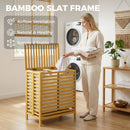 HOMCOM Bamboo Laundry Basket With Lid, 2 Baskets, Foldable, Natural