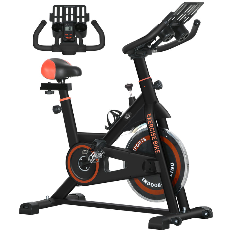 HOMCOM 8kg Flywheel Exercise Bike With Adjustable Height, Resistance, Black