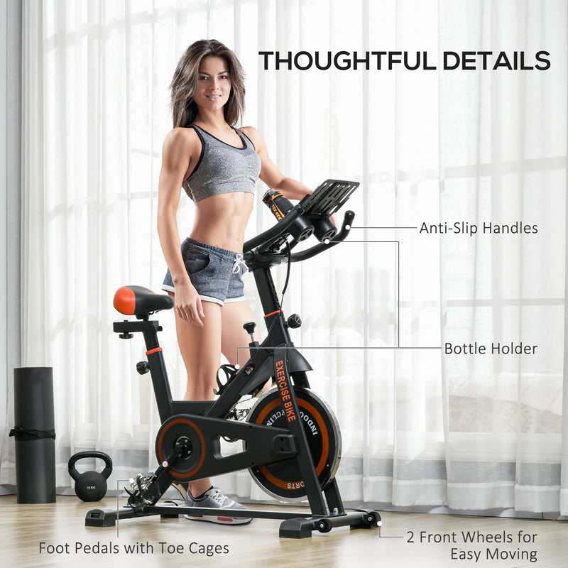 HOMCOM 8kg Flywheel Exercise Bike With Adjustable Height, Resistance, Black