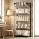 HOMCOM Bookcase Anti-Slip Design 5-Tier Oak