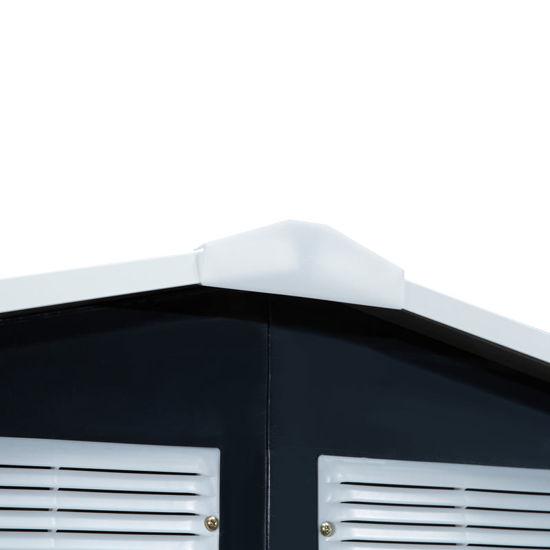 Outsunny Lockable Garden Shed Large Patio Roofed Tool Metal Storage Building Foundation Sheds Box Outdoor Furniture, 7ft x 4ft, Dark Grey