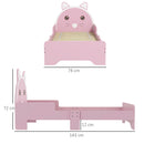 ZONEKIZ Toddler Bed Frame Cat Design Kids Bed With Guardrails - Pink