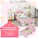 ZONEKIZ Toddler Bed Frame Cat Design Kids Bed With Guardrails - Pink