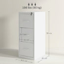 3 Drawer Filing Cabinet With Adjustable Hanging Bar For A4 And Letter Size White