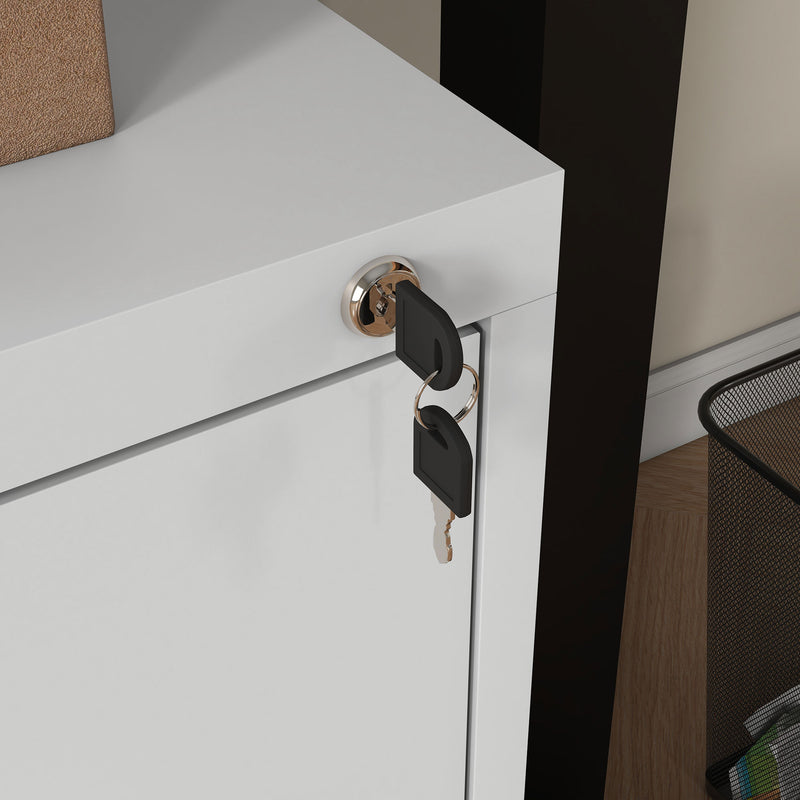 3 Drawer Filing Cabinet with Adjustable Hanging Bar for A4 and Letter Size White