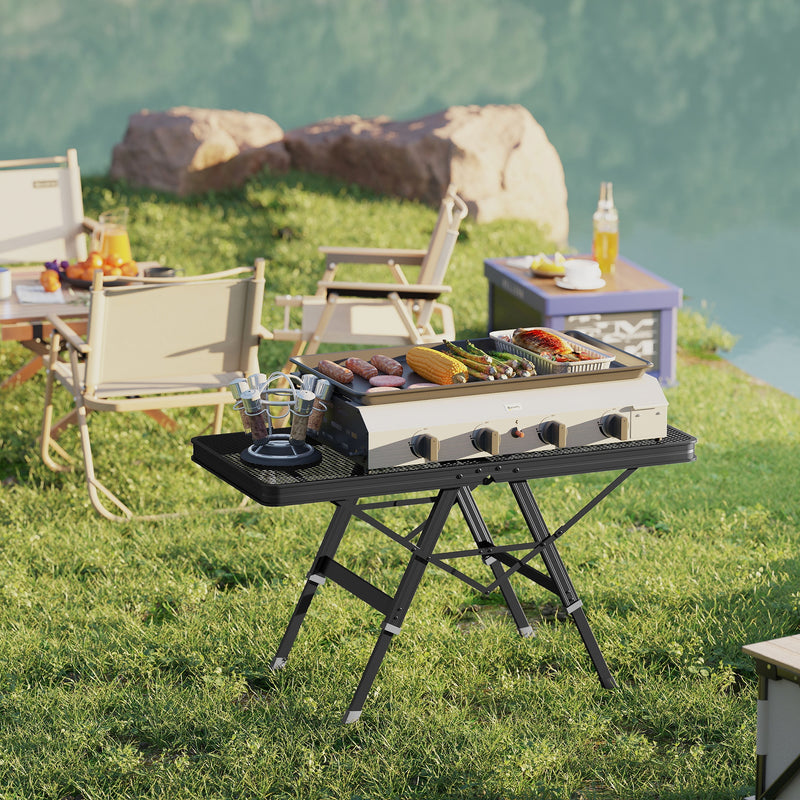 Outsunny 3 ft Folding Camping Table w/ Adjustable Heights & Mesh Desktop