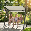 Outsunny 3 Seater Swing Chair, Garden Swing Bench with Adjustable Canopy