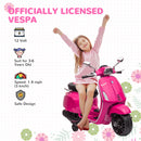 AIYAPLAY Vespa Licensed 12V Kids Electric Bike W/ 2 Training Wheels, White