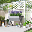 Outsunny Wooden Planter Raised Bed Stand Vegetable Flower Bed, Light Grey