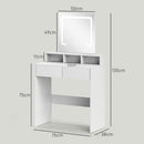 HOMCOM Dressing Table with Mirror, LED Lights, Drawers, for Bedroom, White