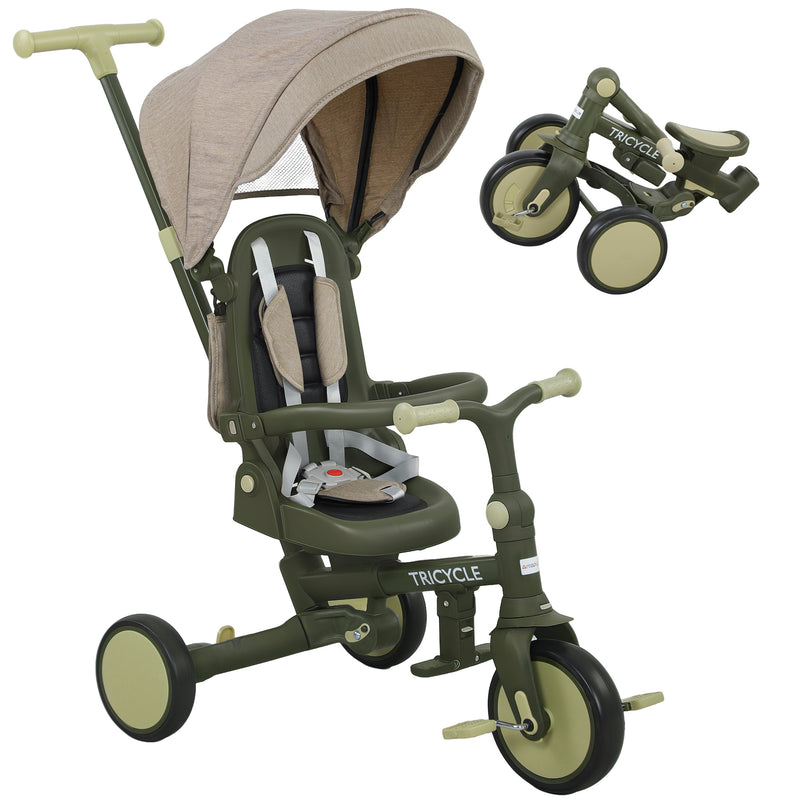 AIYAPLAY 5 in 1 Foldable Kids Trike, Toddler Tricycle for 1-3 Years,