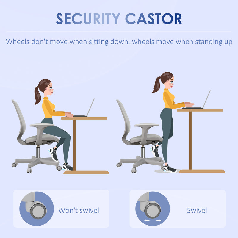 Vinsetto Office Chair, 360° Swivel Desk Chair With Security Wheels - Grey/Pink