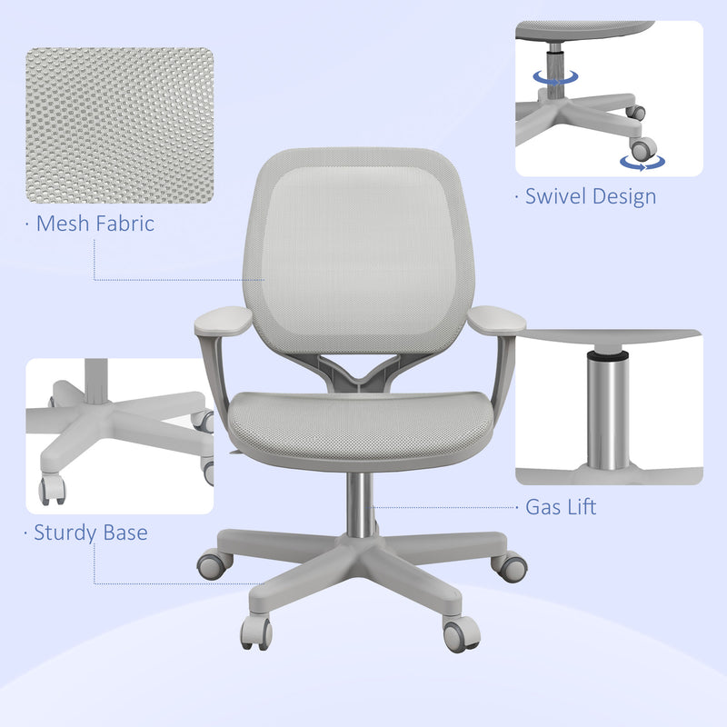 Vinsetto Office Chair, 360° Swivel Desk Chair With Security Wheels - Grey/Pink