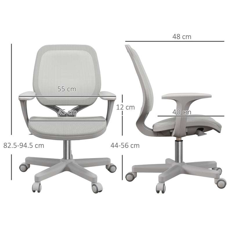 Vinsetto Office Chair, 360° Swivel Desk Chair With Security Wheels - Grey/Pink