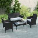 Outsunny 4 Piece Rattan Garden Furniture Sofa Set with Cushions, Black