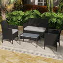 Outsunny 4 Piece Rattan Garden Furniture Sofa Set with Cushions, Black