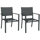 Outsunny 2 PCs Dining Chairs, Stackable Design Aluminium Outdoor Armchairs Khaki