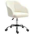 HOMCOM Fluffy Vanity Chair For Desk, With Height Adjustable, Wheels - Grey/Cream