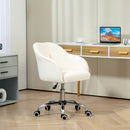 HOMCOM Fluffy Vanity Chair For Desk, With Height Adjustable, Wheels - Grey/Cream