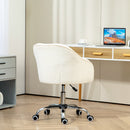 HOMCOM Fluffy Vanity Chair For Desk, With Height Adjustable, Wheels - Grey/Cream