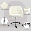 HOMCOM Fluffy Vanity Chair For Desk, With Height Adjustable, Wheels - Grey/Cream