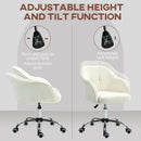 HOMCOM Fluffy Vanity Chair For Desk, With Height Adjustable, Wheels - Grey/Cream