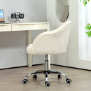 HOMCOM Fluffy Vanity Chair For Desk, With Height Adjustable, Wheels - Grey/Cream
