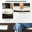 Outsunny Rattan Garden Bench w/ Glass Tea Table, Wicker Chair w/ Cushions