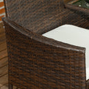 Outsunny Rattan Garden Bench w/ Glass Tea Table, Wicker Chair w/ Cushions