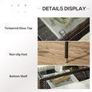 Outsunny Rattan Garden Bench w/ Glass Tea Table, Wicker Chair w/ Cushions