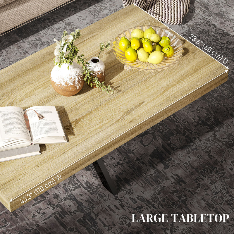 HOMCOM Industrial Coffee Table, End Table With Steel Frame, 110x60 X45cm