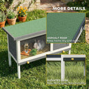 PawHut Rabbit Hutch, Guinea Pig Hutch Outdoor Cage W/ Asphalt Roof, Green