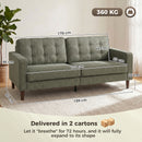 HOMCOM 3 Seater Sofa with Button Tufting Wood Legs, Green