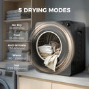 HOMCOM 5kg Vented Tumble Dryer, Compact Dryer With 5 Drying Modes, Black