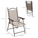 Outsunny Folding Chairs Set, Breathable Mesh Fabric Seat, Mixed Brown